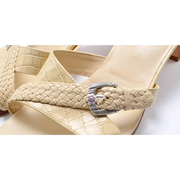 BRIGHTON Tatum Women 9M Leather Square Toe Slide Shoe Buckle Rhinestone Detail - Picture 11 of 11